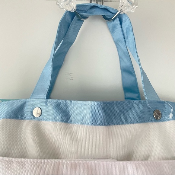 BAG BLUE WHITE  SHOULDER OVERSIZED NYLON BAG NWOT - Picture 7 of 13